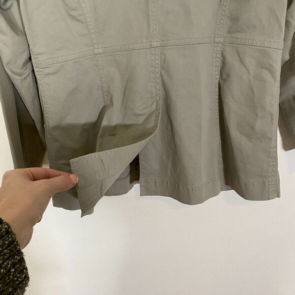 Eileen Fisher Beige Collarless Snap Button Lightweight Jacket - Picture 5 of 7